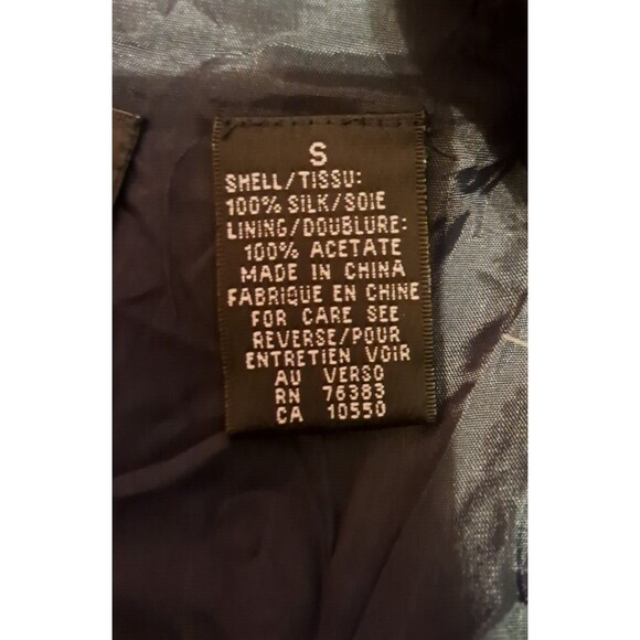 Diane Gilman VTG 100% Silk Black Patterned Zip-Up Jacket Windbreaker size small - Picture 13 of 14